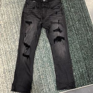 Hollister black denim ripped jeans 31x30 very good condition